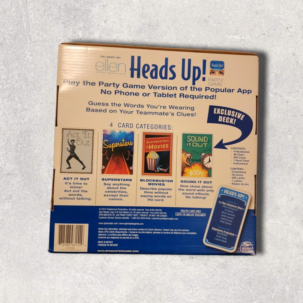 Heads Up Party Board Game 2nd Edition Ellen DeGeneres Complete Set 2+ Players - Picture 3 of 3